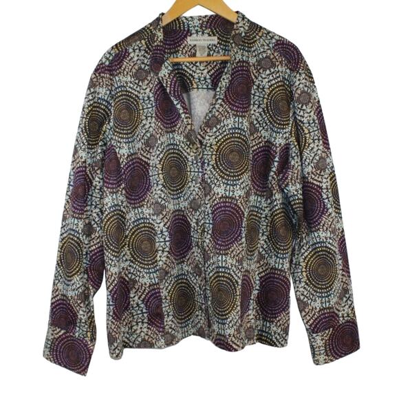Bamboo Traders Button Up Shirt Women's 3X Cotton Geometric Artsy - Picture 1 of 5